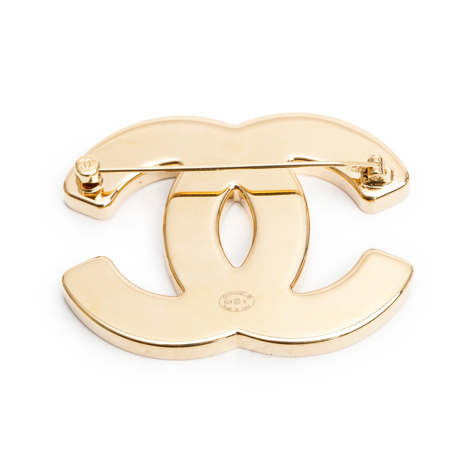 Chanel 2024 Gold Plated Black Enamel CC Brooch w/ Box