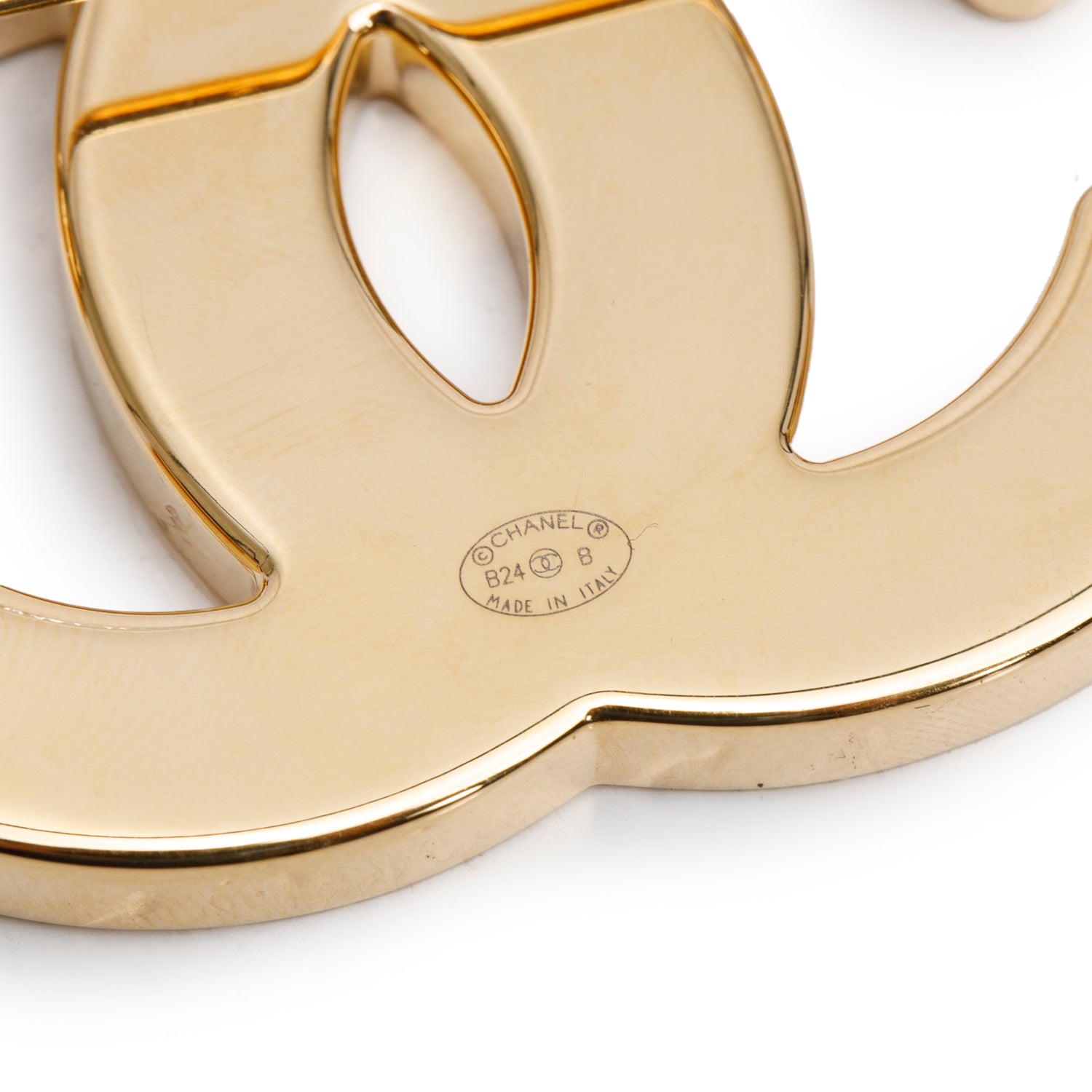 Chanel 2024 Gold Plated Black Enamel CC Brooch w/ Box