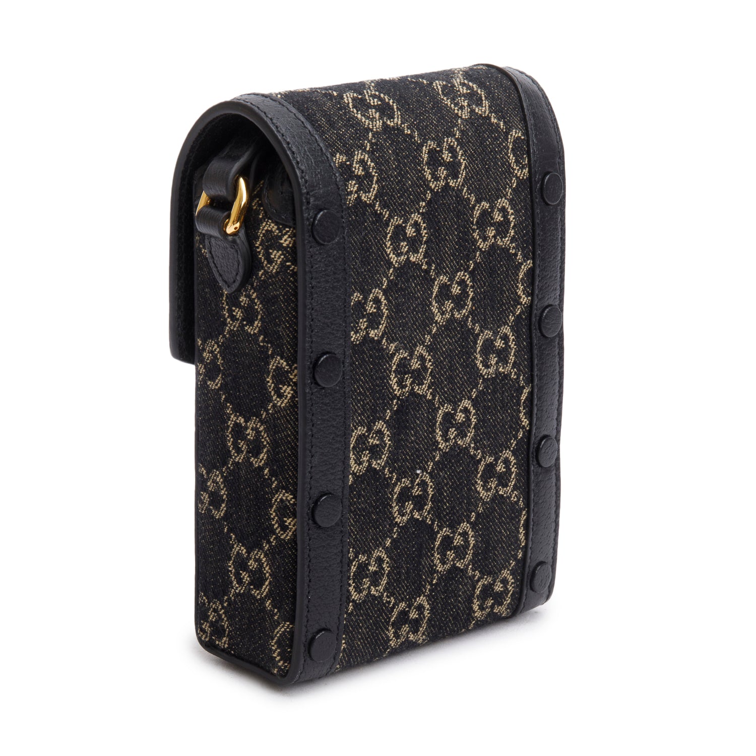 Gucci Black GG Supreme Denim Monogram Mini Horsebit 1955 Crossbody Bag