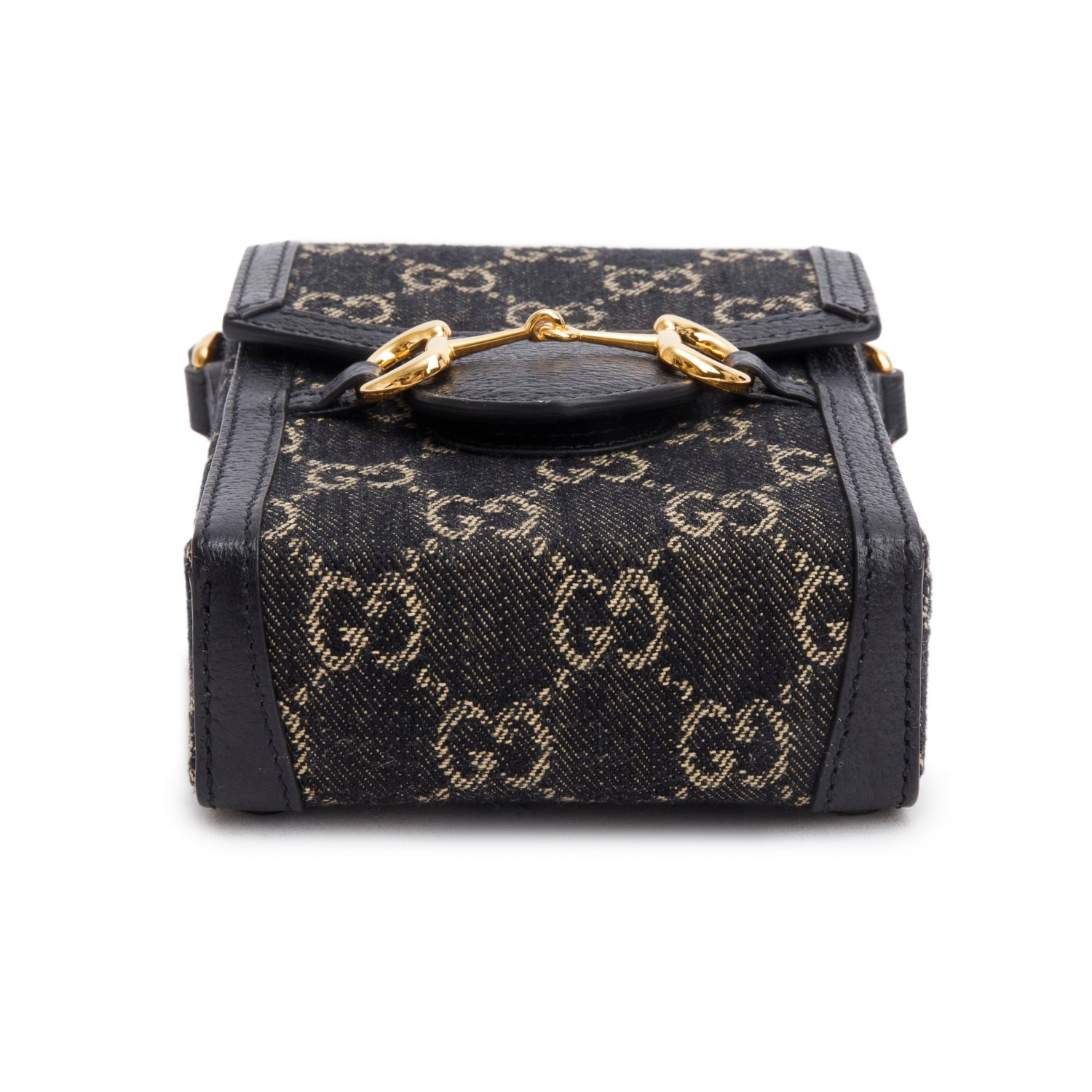 Gucci Black GG Supreme Denim Monogram Mini Horsebit 1955 Crossbody Bag
