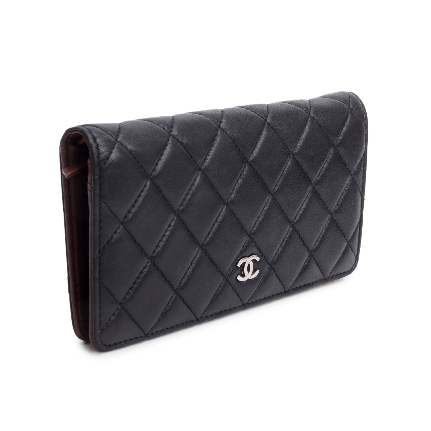 Chanel Lambskin Black Quilted Yen Wallet