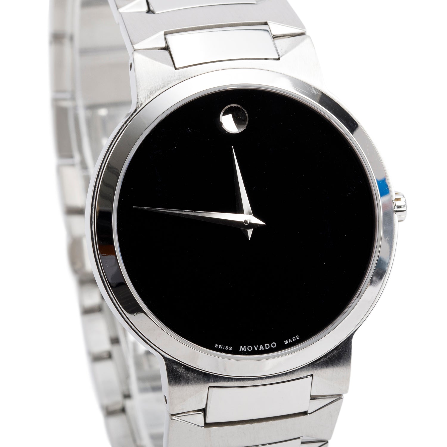 Movado Stainless Steel Temo 38 MM Quartz Watch Black Dial