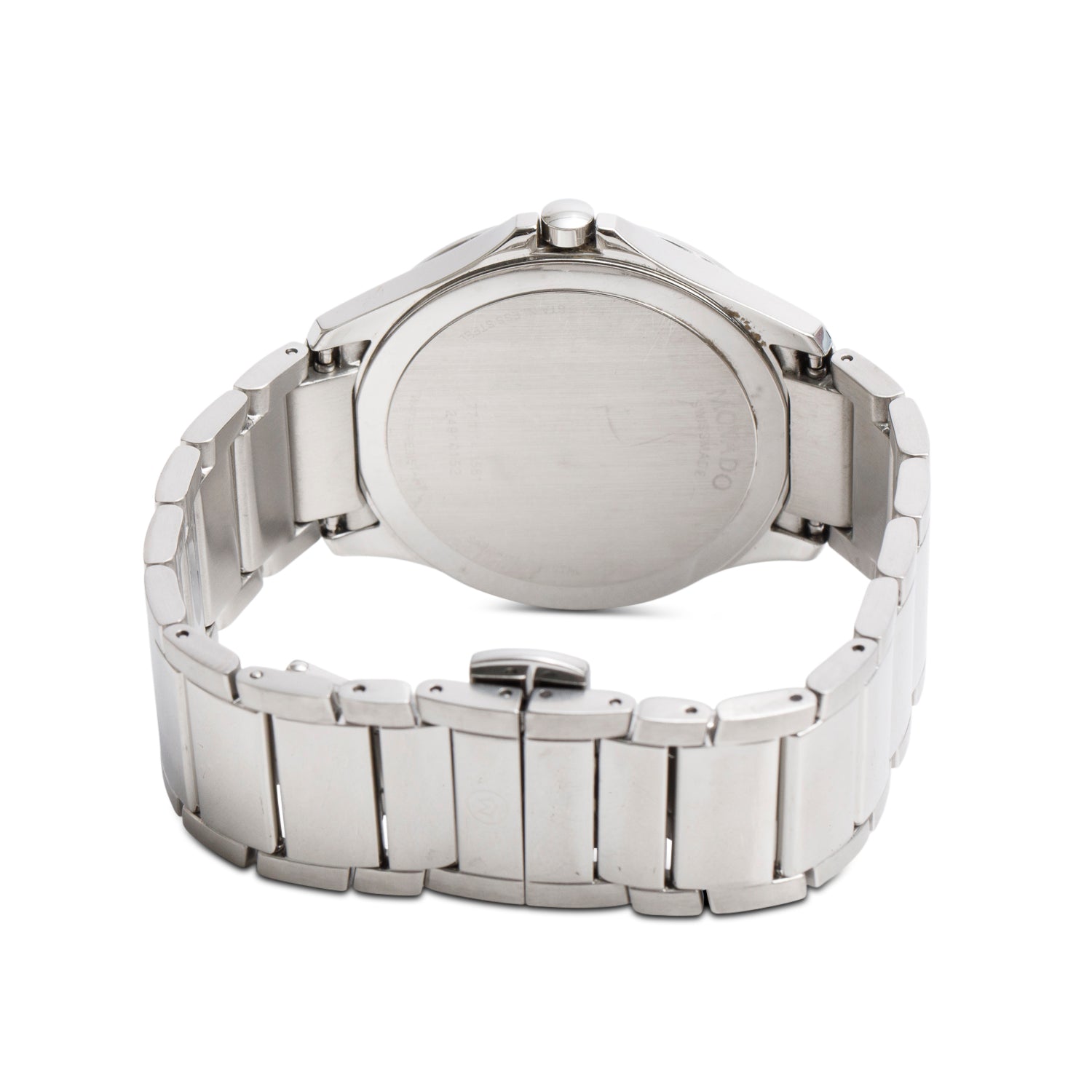 Movado Stainless Steel Masino 40 MM Quartz Watch Black Diamond Dial w/ Box