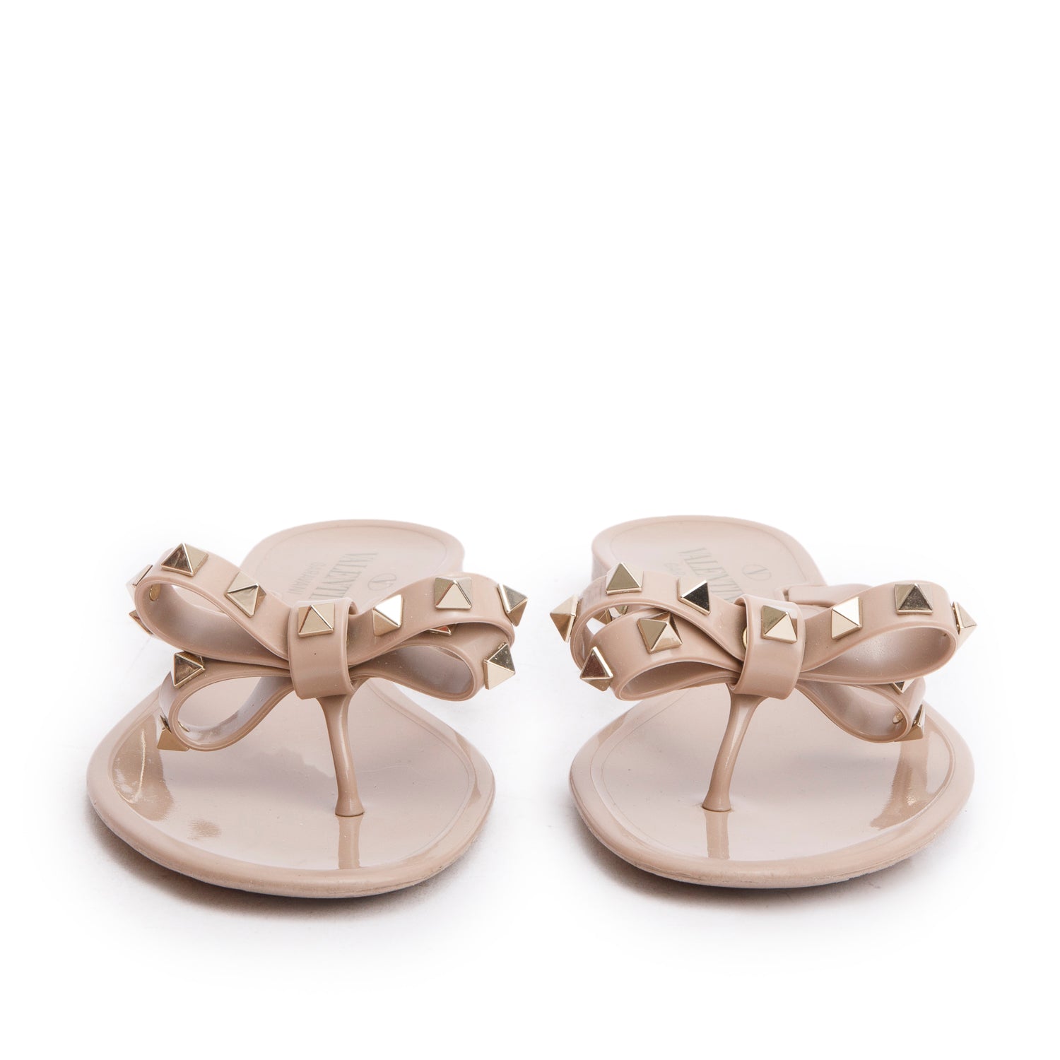 Valentino Nude PVC Rockstud Rubber Slipper, Size 37 w/ Box