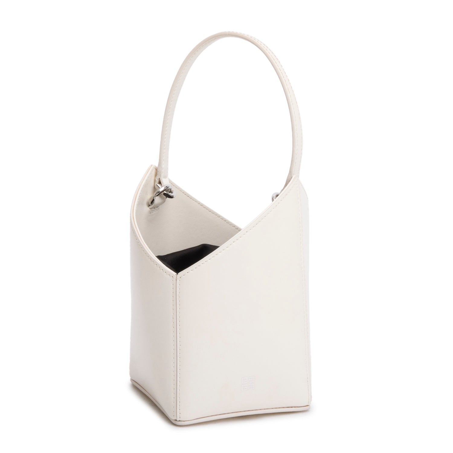 Givenchy 2022 White Leather Mini Cut Out Bucket Bag w/ Strap