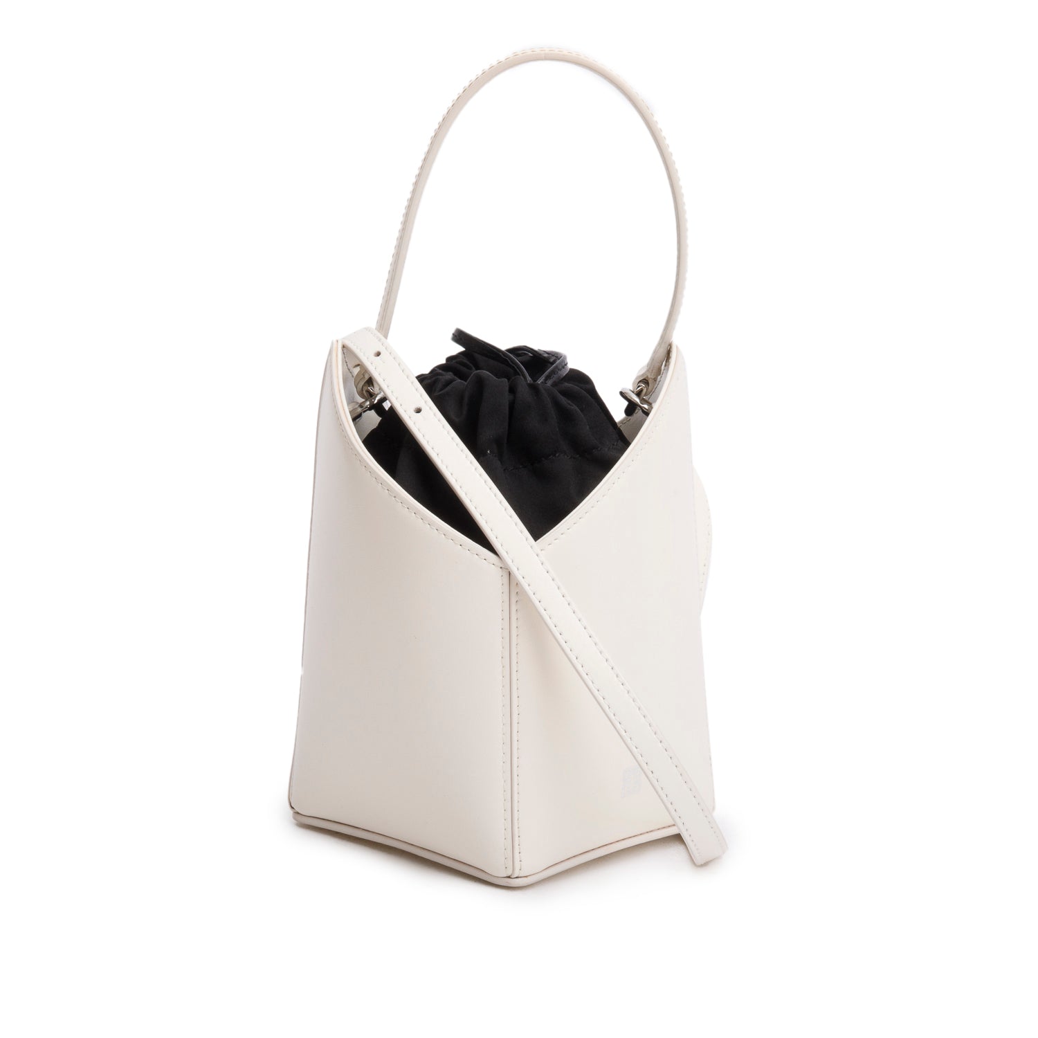 Givenchy 2022 White Leather Mini Cut Out Bucket Bag w/ Strap