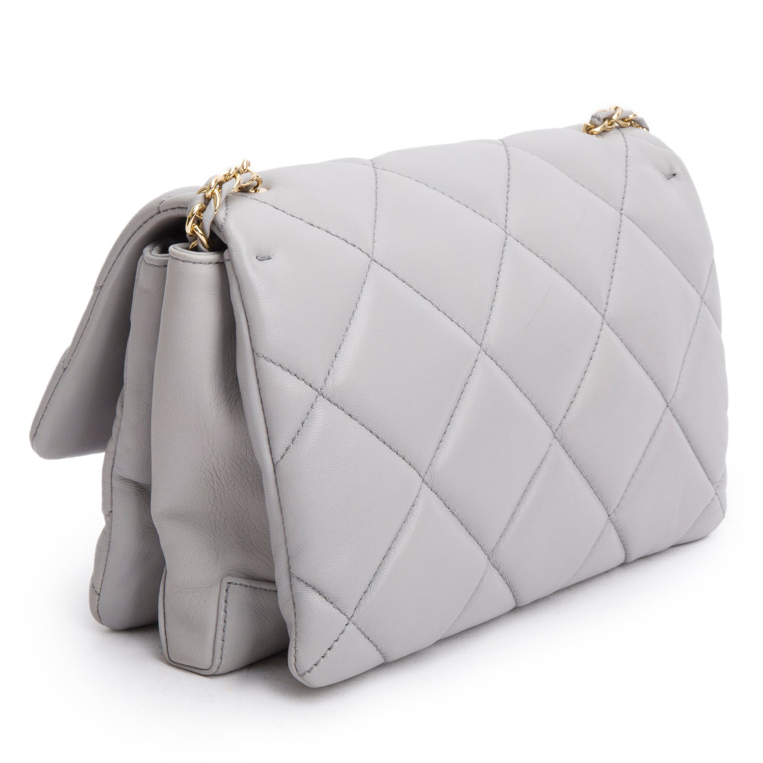 Ferragamo Grey Quilted Nappa Ginny Leather Crossbody Bag
