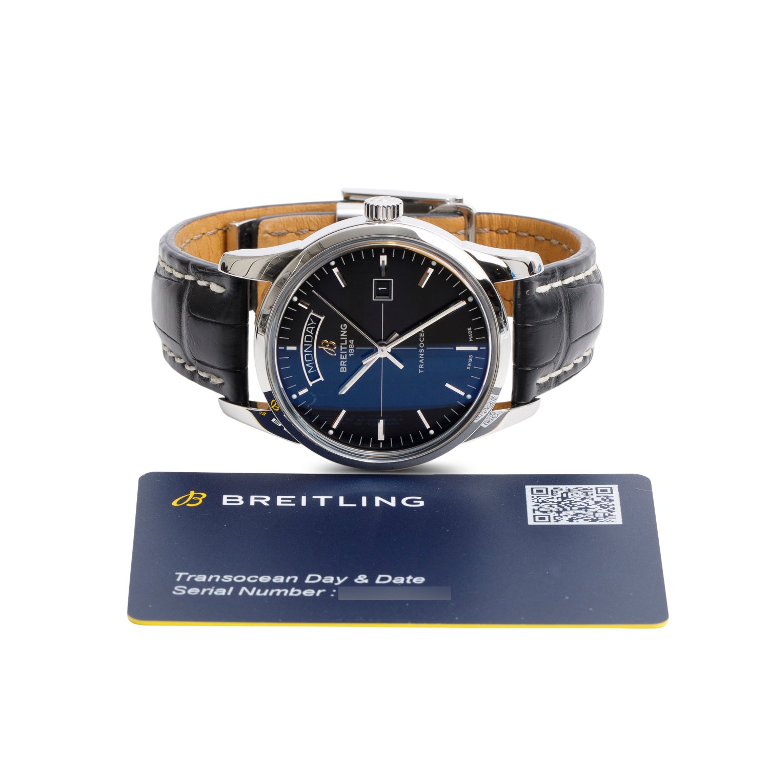 Breitling Stainless Steel Transocean Day & Date 43 MM Automatic Watch A45310 Black Dial w/ Box & Papers