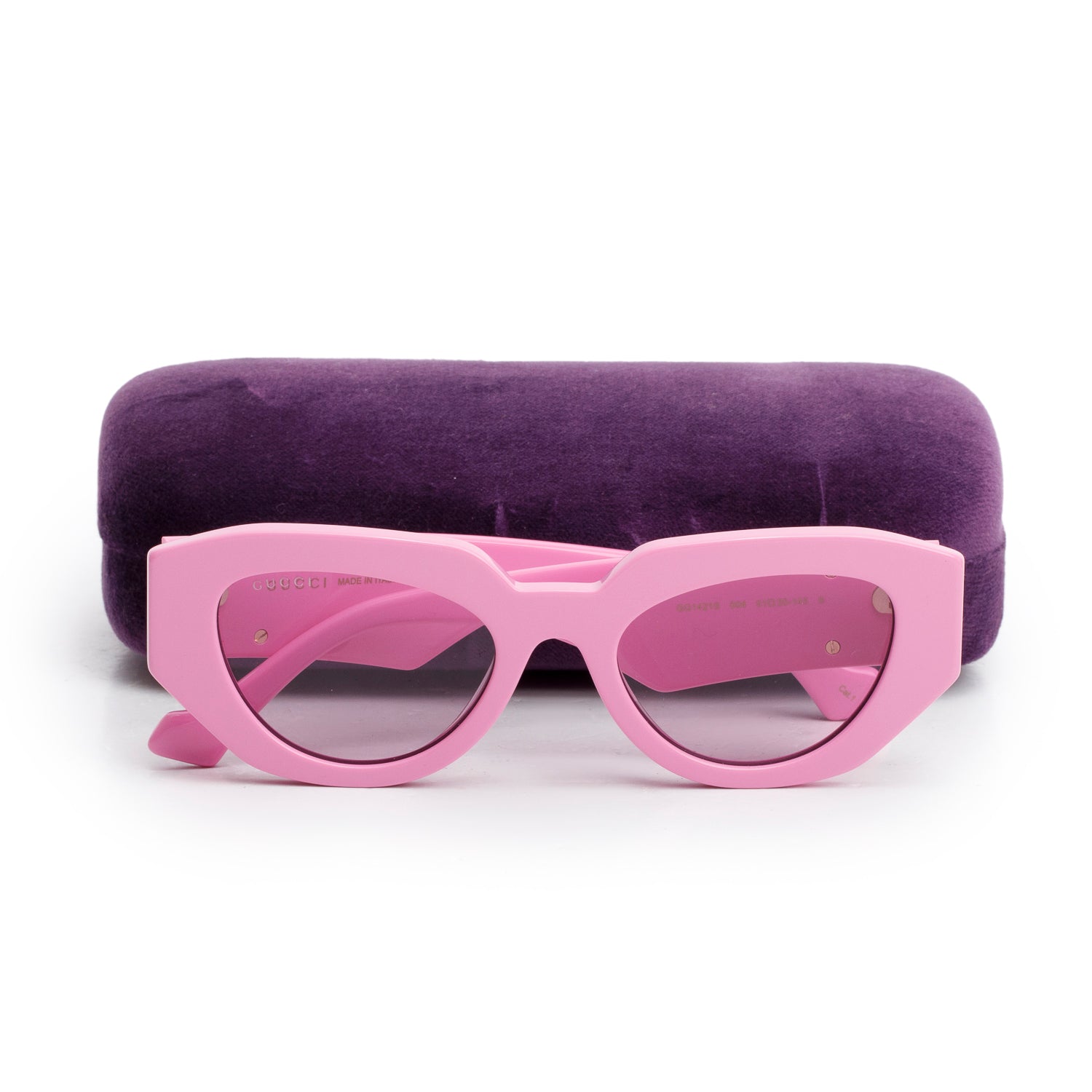Gucci GG1421S Pink Acetate GG Marmont Cat-Eye Sunglasses w/ Case