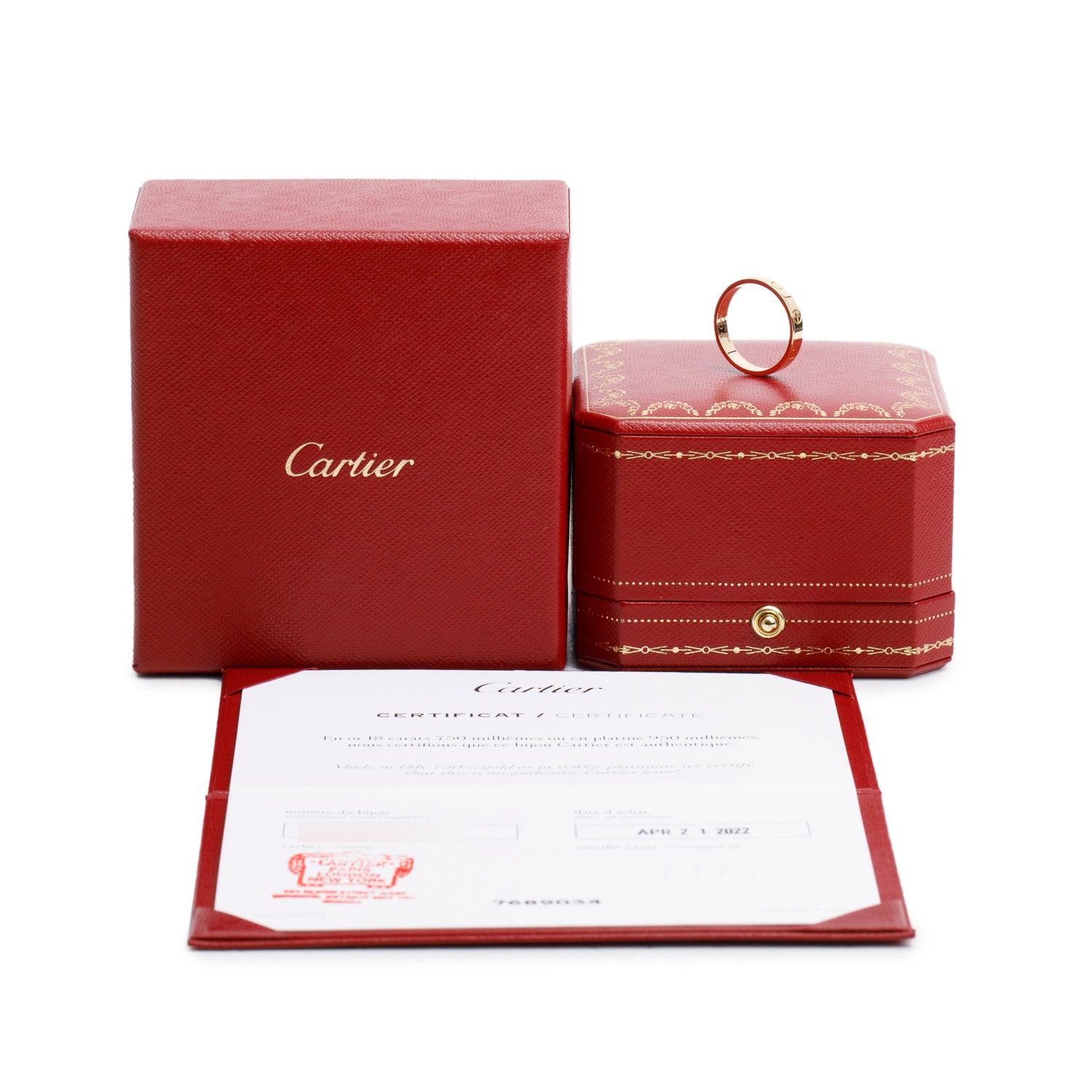 Cartier 2022 18k Yellow Gold 3.6 MM Love Wedding Band Ring, Size 55 7.25 w/ Box, Receipt & Certificate
