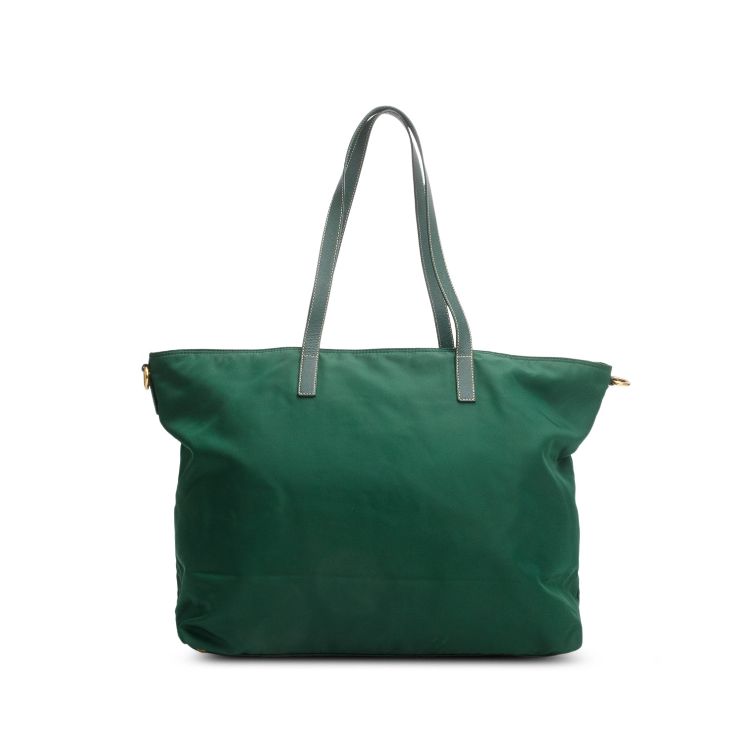 Prada Green Saffiano-Trimmed Tessuto Nylon Tote w/ Strap