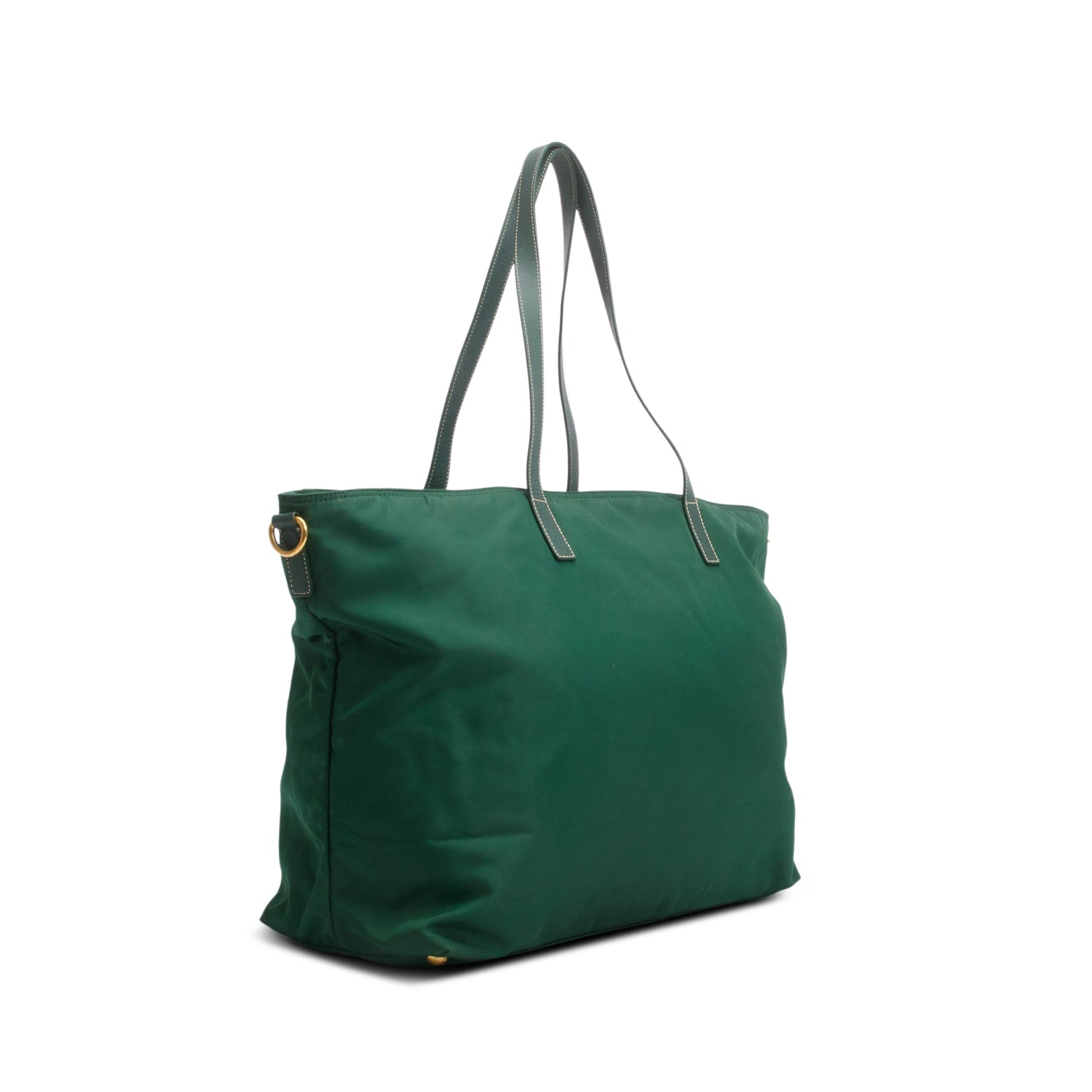 Prada Green Saffiano-Trimmed Tessuto Nylon Tote w/ Strap