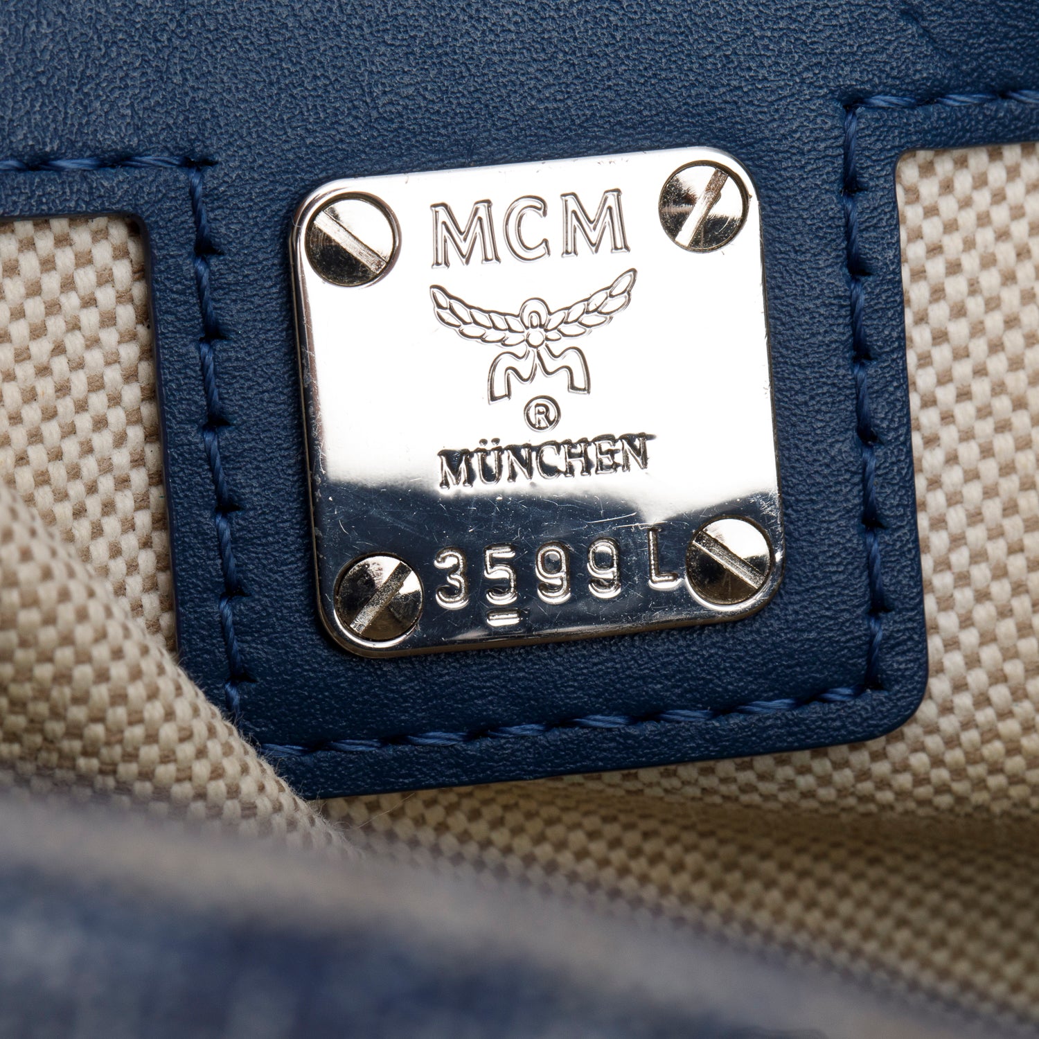 MCM Blue Vintage Monogram Jacquard Small Munchen Tote w/ Strap