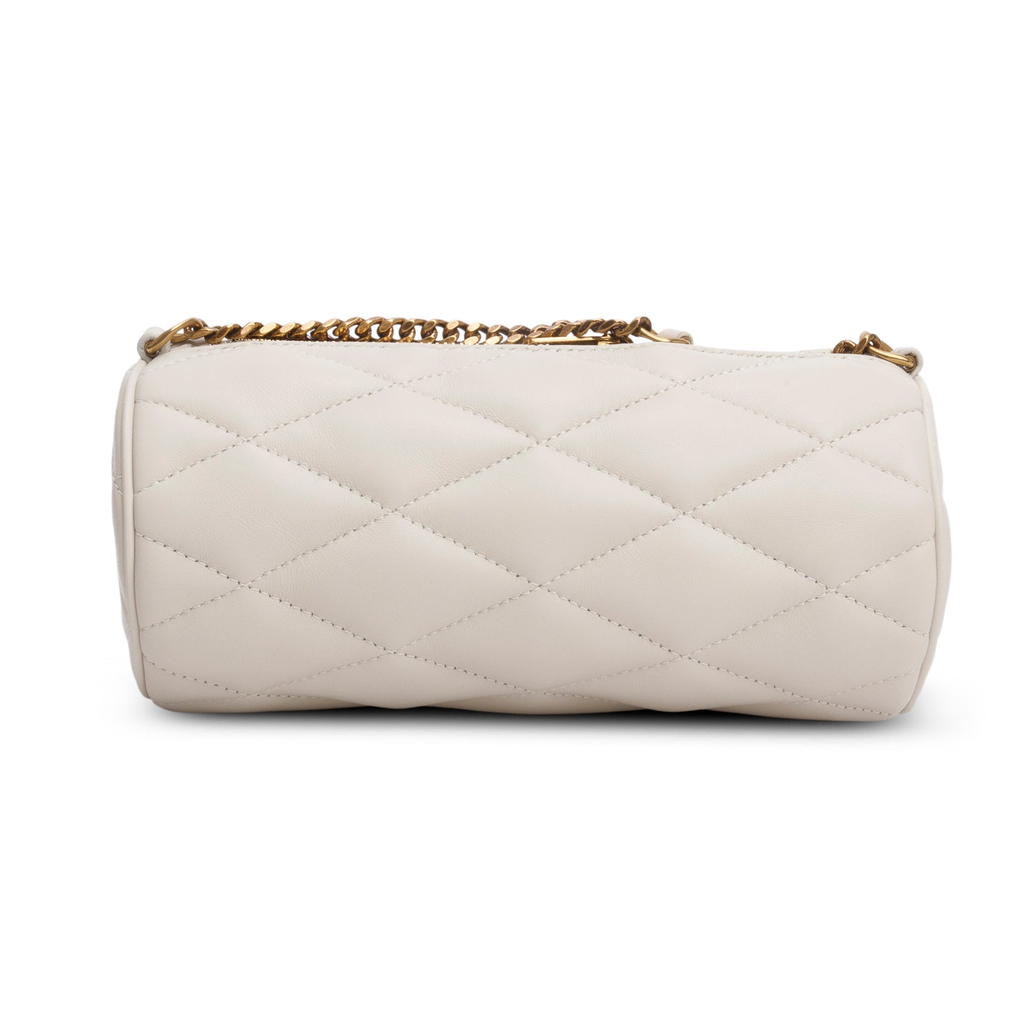 Saint Laurent 2022 Ivory Quilted Lambskin Leather Mini Sade Tube Bag