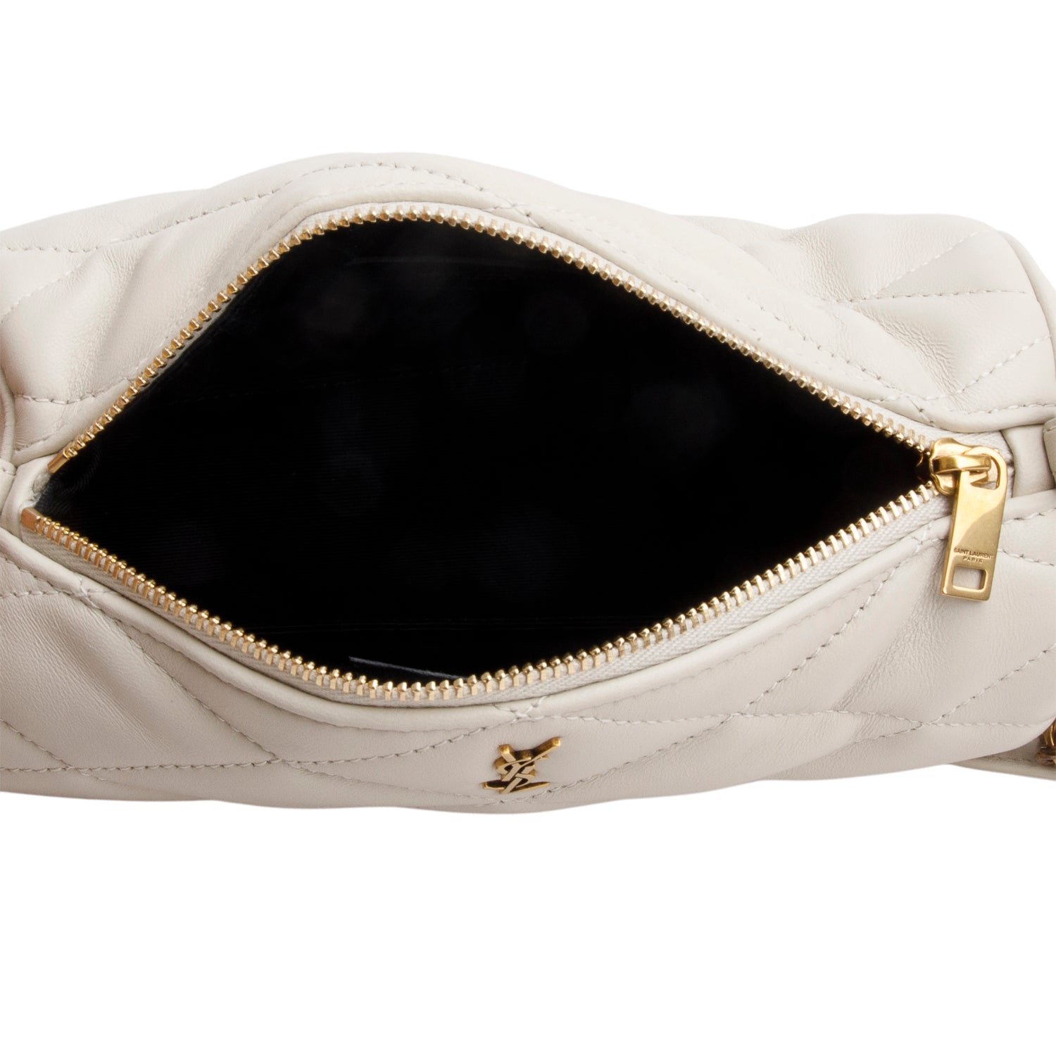 Saint Laurent 2022 Ivory Quilted Lambskin Leather Mini Sade Tube Bag