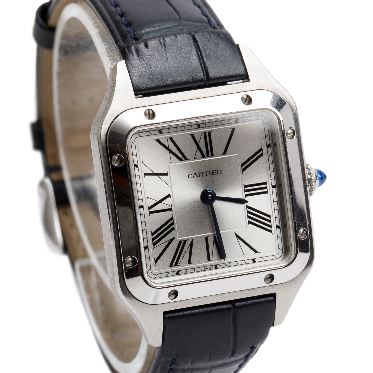 Cartier 2023 Stainless Steel Santos Dumont Watch, Small Model 4242 w/ Box, Papers & Extra Strap