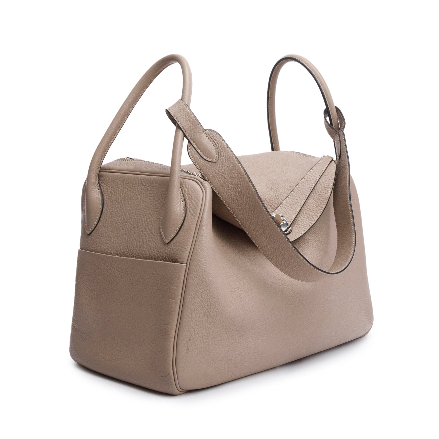 Hermes Argile Taurillon Clemence Leather Lindy 34