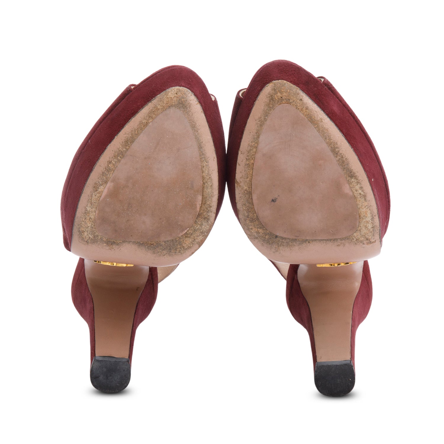 Prada Burgundy Suede Slingback Pumps, Size 38