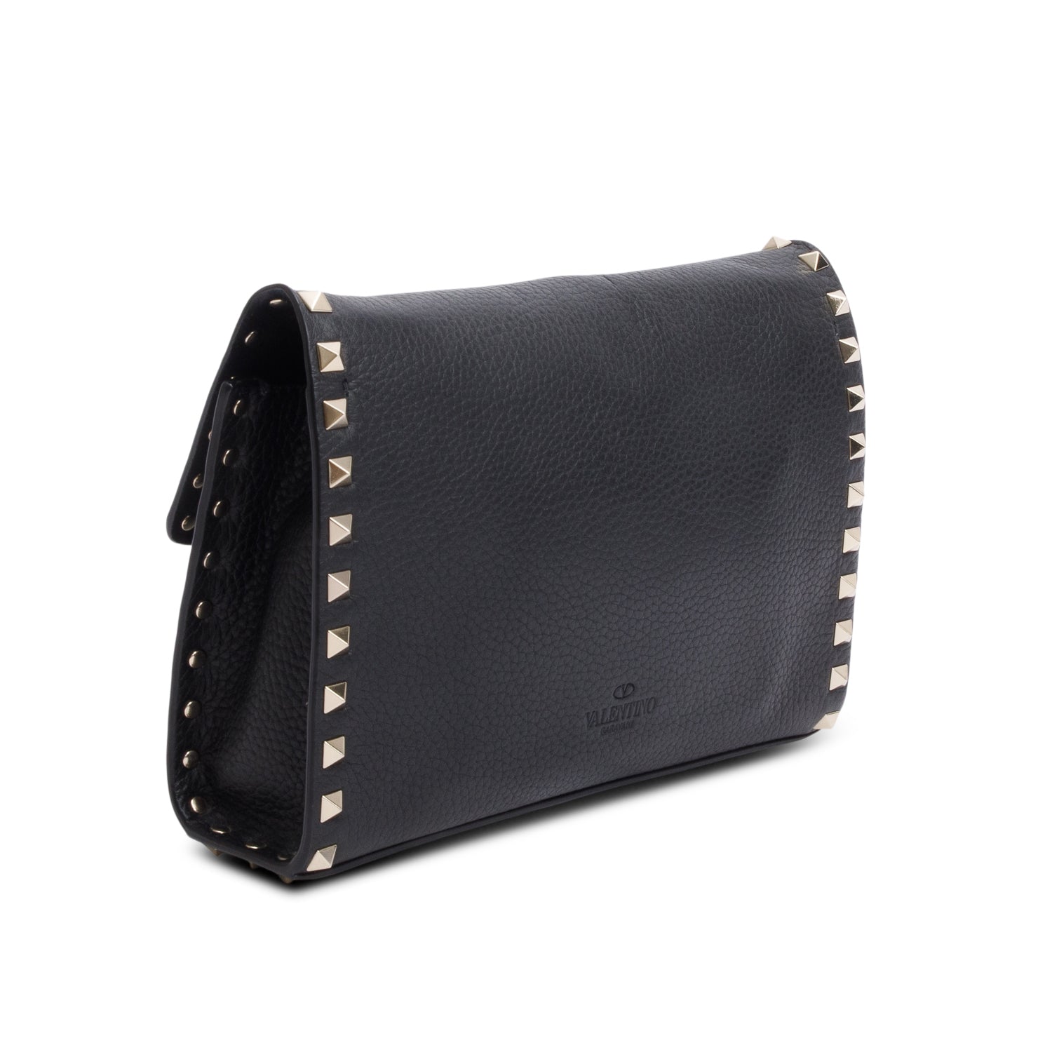 Valentino Black Small Rockstud Grainy Calfskin Crossbody Bag
