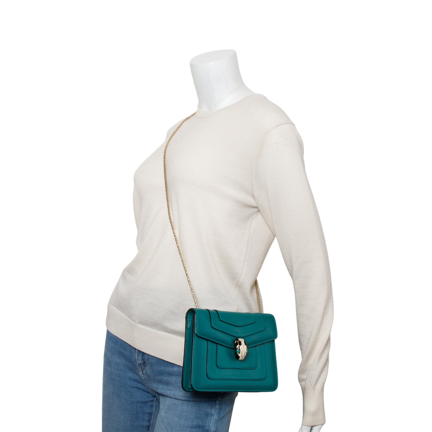 Bvlgari Emerald Green Calf Leather Serpenti Forever Crossbody Bag
