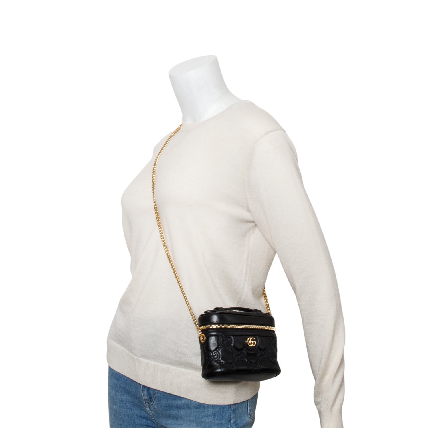 Gucci Black GG Matelasse Leather Mini Top Handle Bag