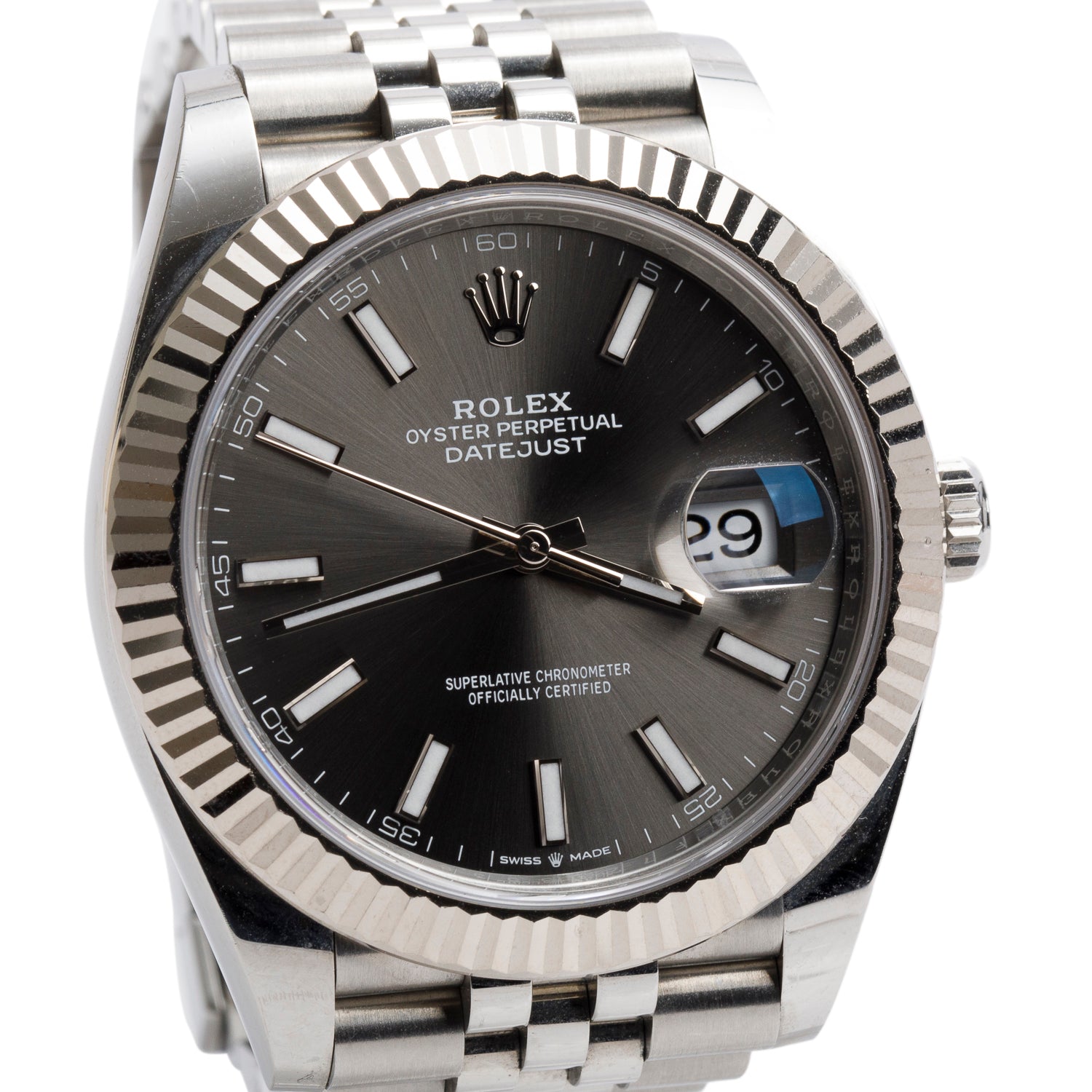 Rolex 2022 Stainless Steel Oyster Perpetual Datejust 41 MM Watch Grey Dial 126334 w/ Box & Papers