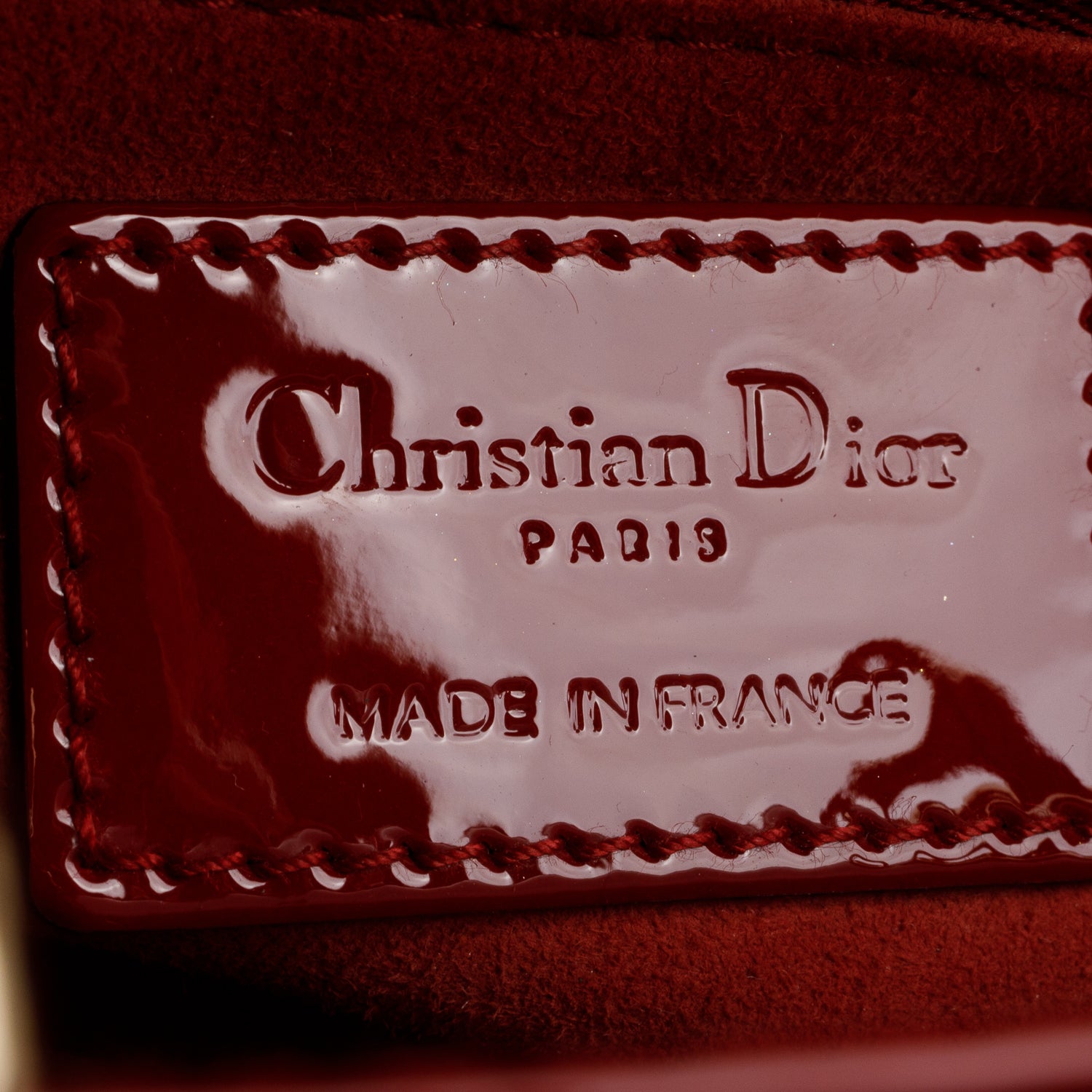 Christian Dior 2022 Red Patent Cannage Leather Small Lady Dior w/ Box, Strap & Authenticity Card