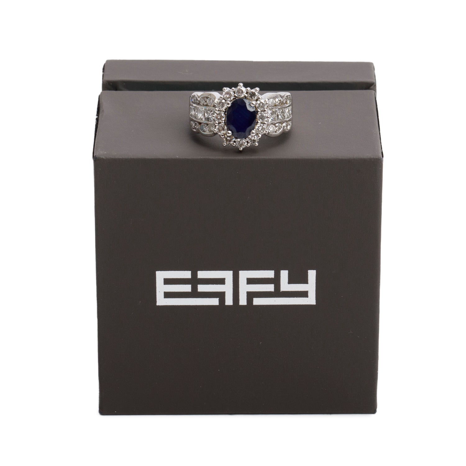Effy 14k White Gold Blue Sapphire & Diamond Ring, Size 7