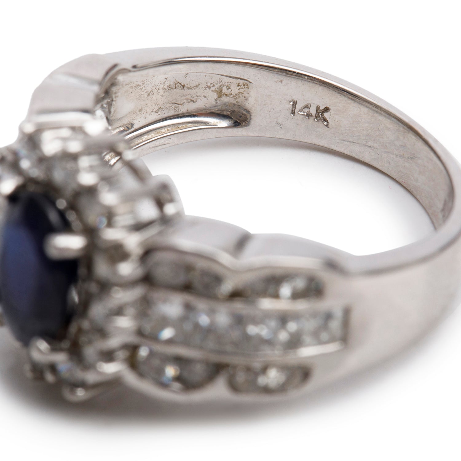 Effy 14k White Gold Blue Sapphire & Diamond Ring, Size 7
