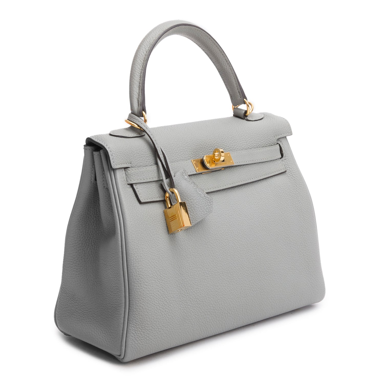 Hermes Gris Mouette Togo Kelly II Retourne 25 w/ Strap & Box
