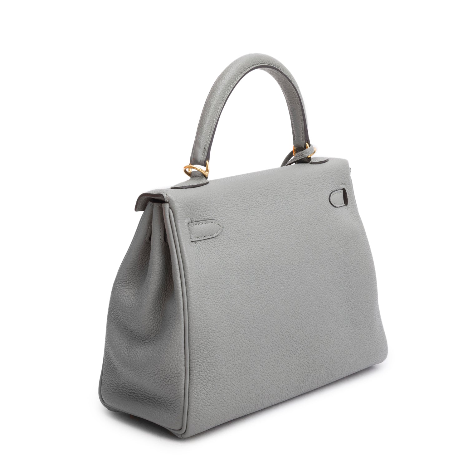 Hermes Gris Mouette Togo Kelly II Retourne 25 w/ Strap & Box