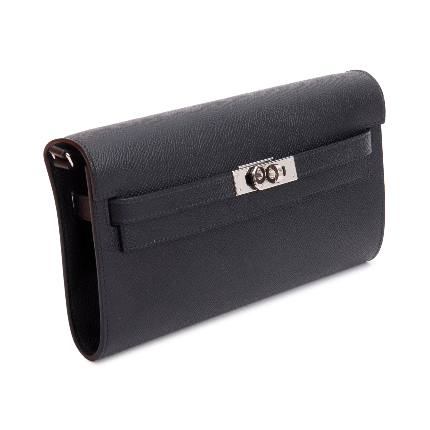 Hermes 2020 Noir Epsom Leather Kelly Wallet To Go w/ Strap & Box