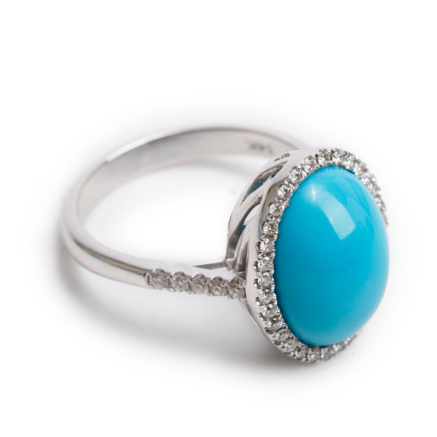 Effy 14k White Gold Turquoise & Diamond Ring, Size 7 w/ Box