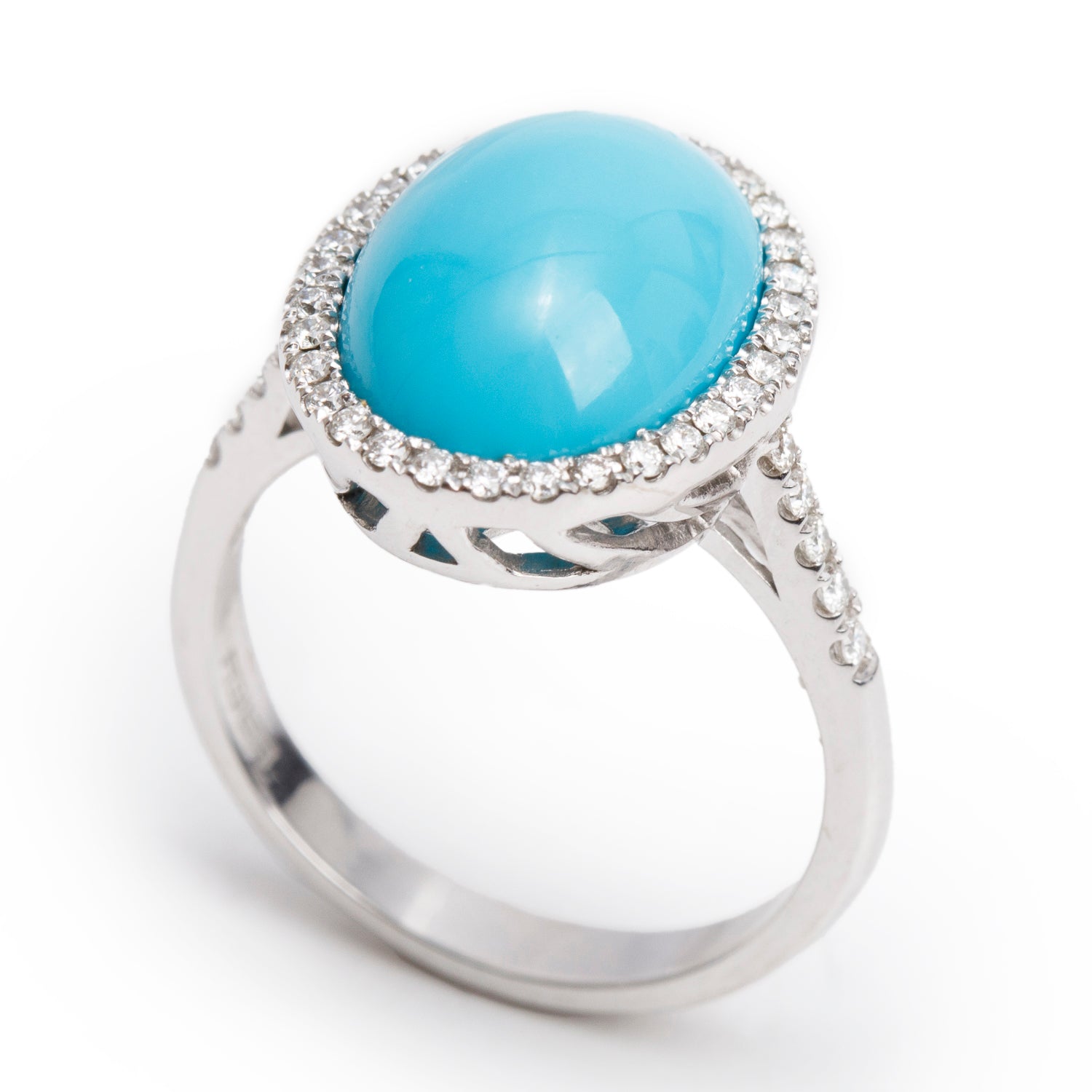 Effy 14k White Gold Turquoise & Diamond Ring, Size 7 w/ Box