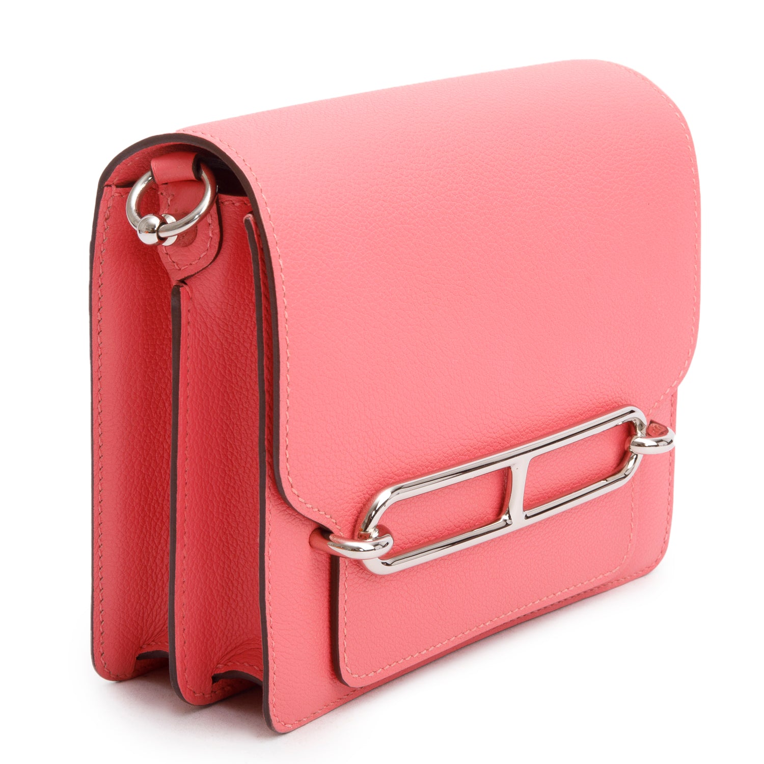 Hermes Rose Azalee Veau Evercolor Mini Sac Roulis 18 w/ Box