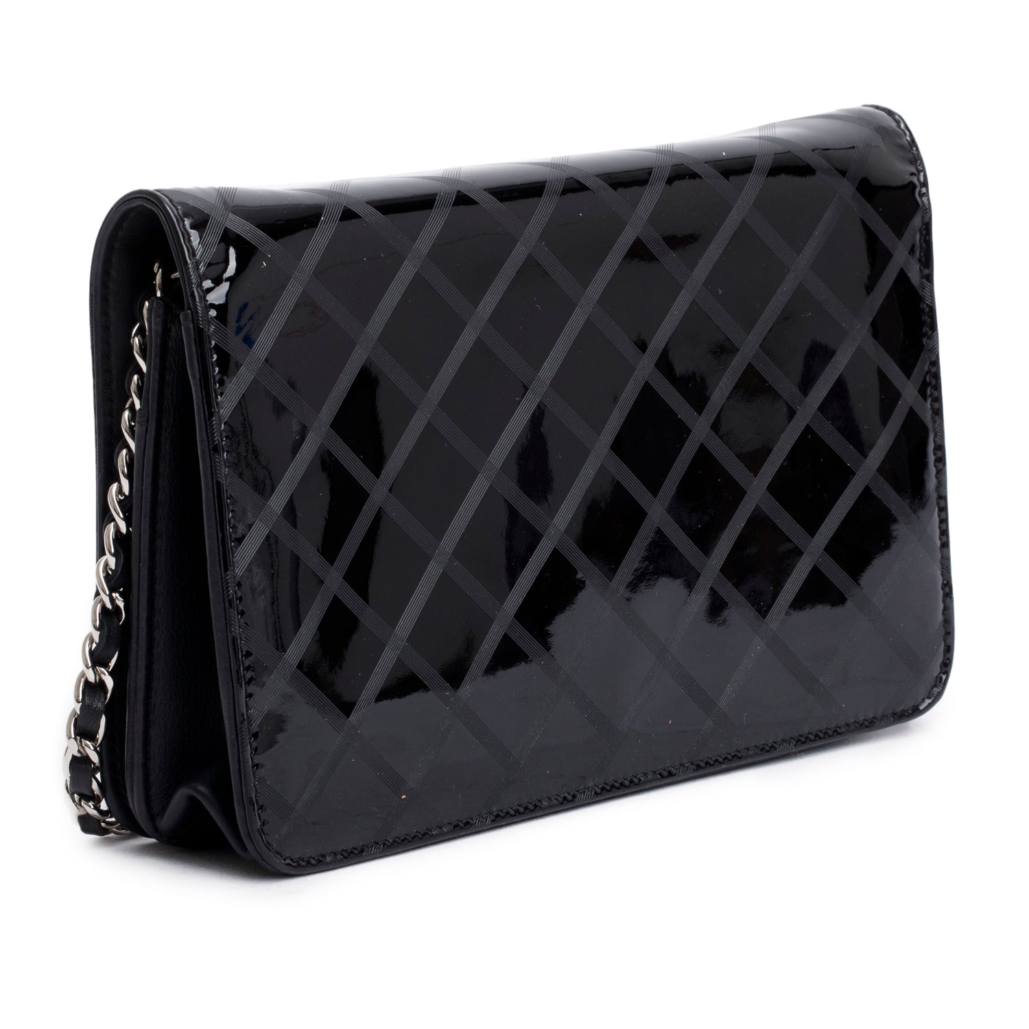 Chanel Black Patent CC Leather Wallet on Chain