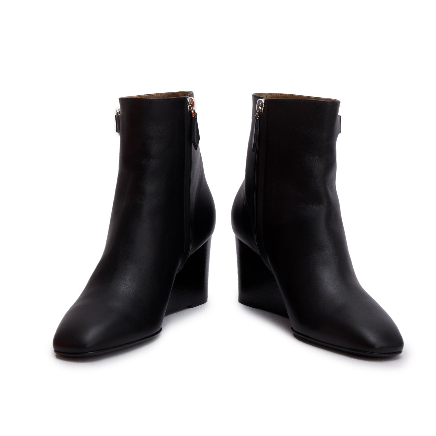 Hermes Black Calfskin Leather Kelly Andrene Ankle Boots, Size 38.5 w/ Box