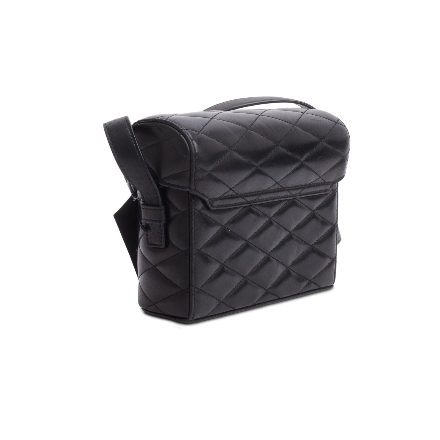 Saint Laurent 2025 Black Quilted Leather June Box Crossbody Bag