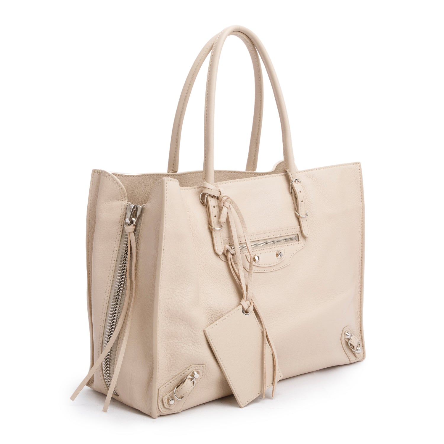 Balenciaga Beige Smooth Calf B4 Zip Around Tote w/ Strap