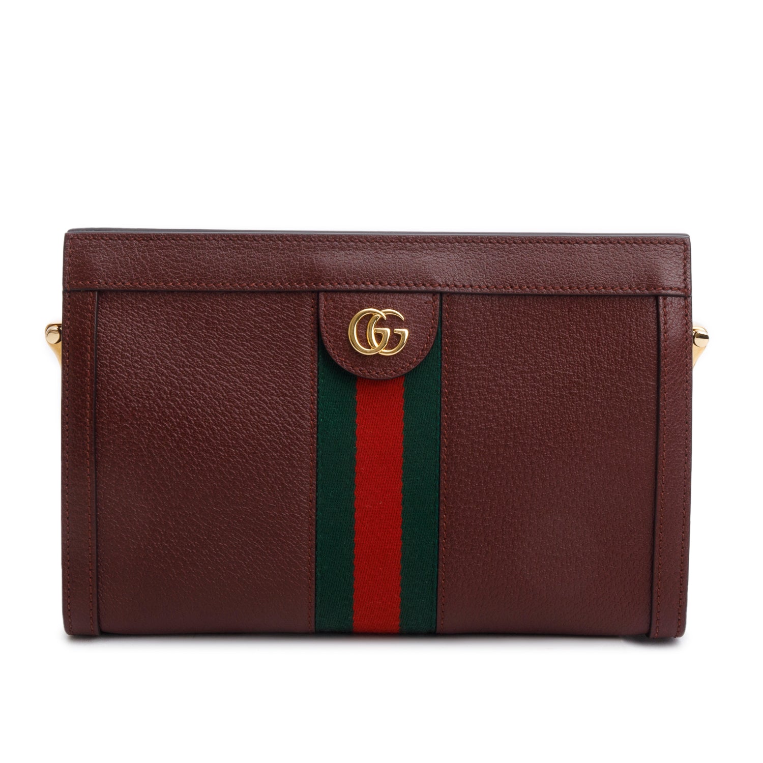 Gucci Burgundy Leather Web Ophidia Medium Chain Shoulder Bag