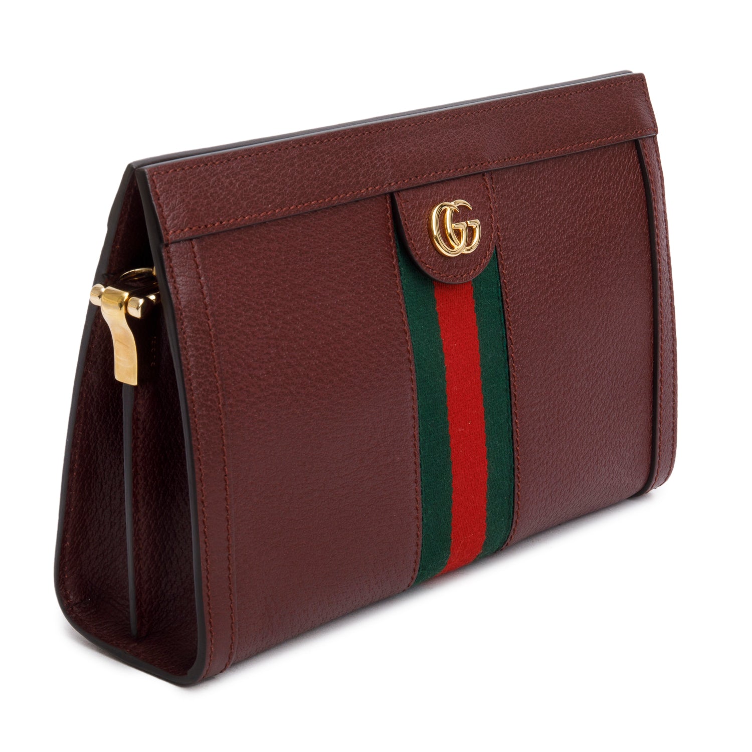 Gucci Burgundy Leather Web Ophidia Medium Chain Shoulder Bag