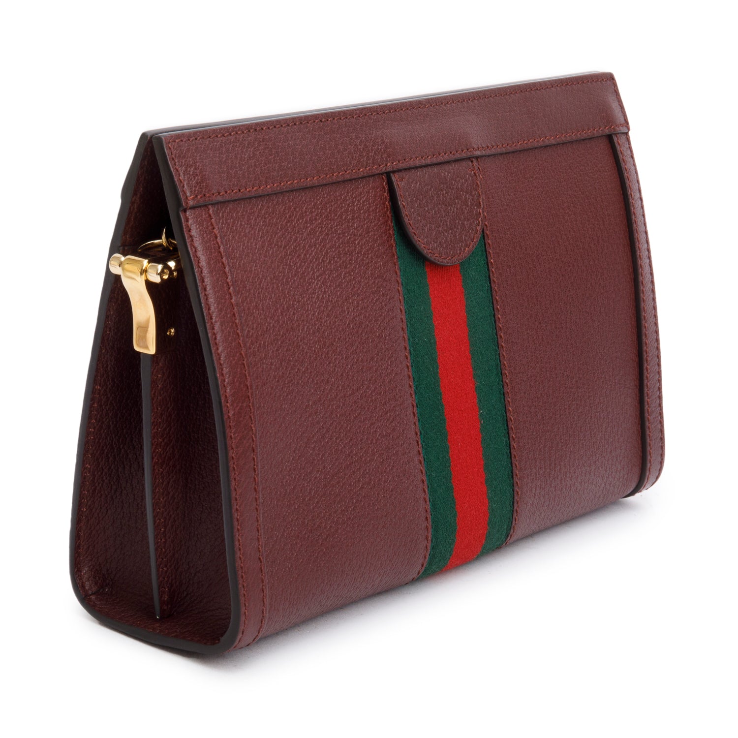 Gucci Burgundy Leather Web Ophidia Medium Chain Shoulder Bag