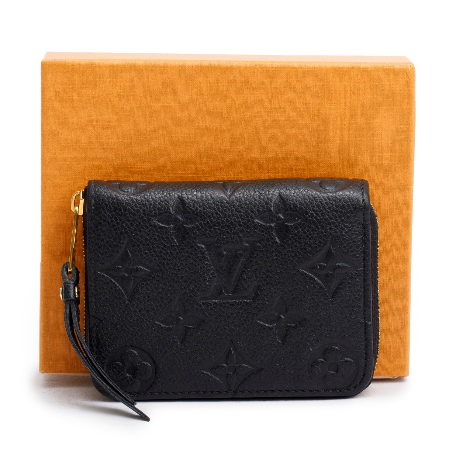 Louis Vuitton Black Monogram Empreinte Leather Zippy Coin Purse w/ Box