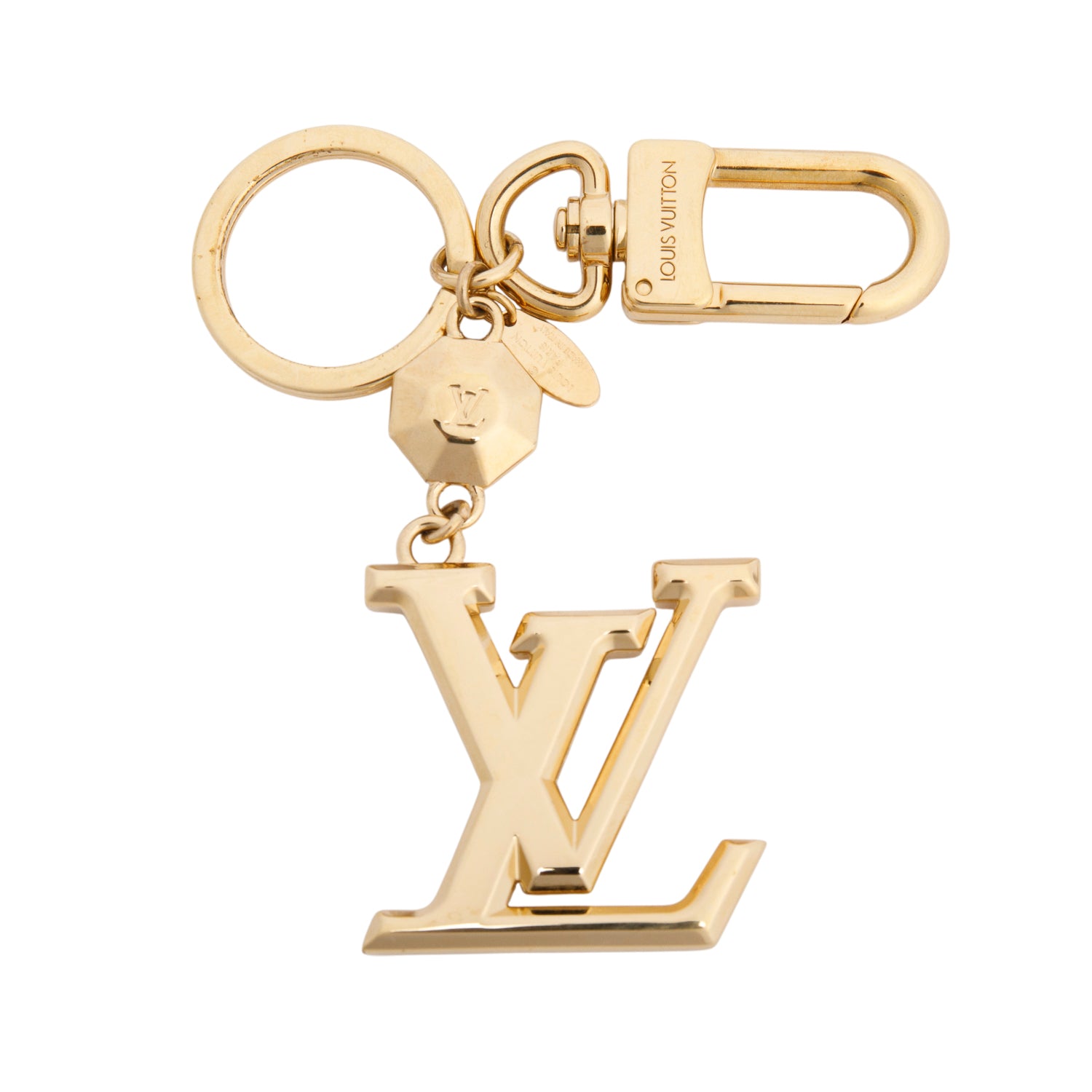 Louis Vuitton 2021 Gold Tone Metal Porte Cles LV Facettes Bag Charm Keychain