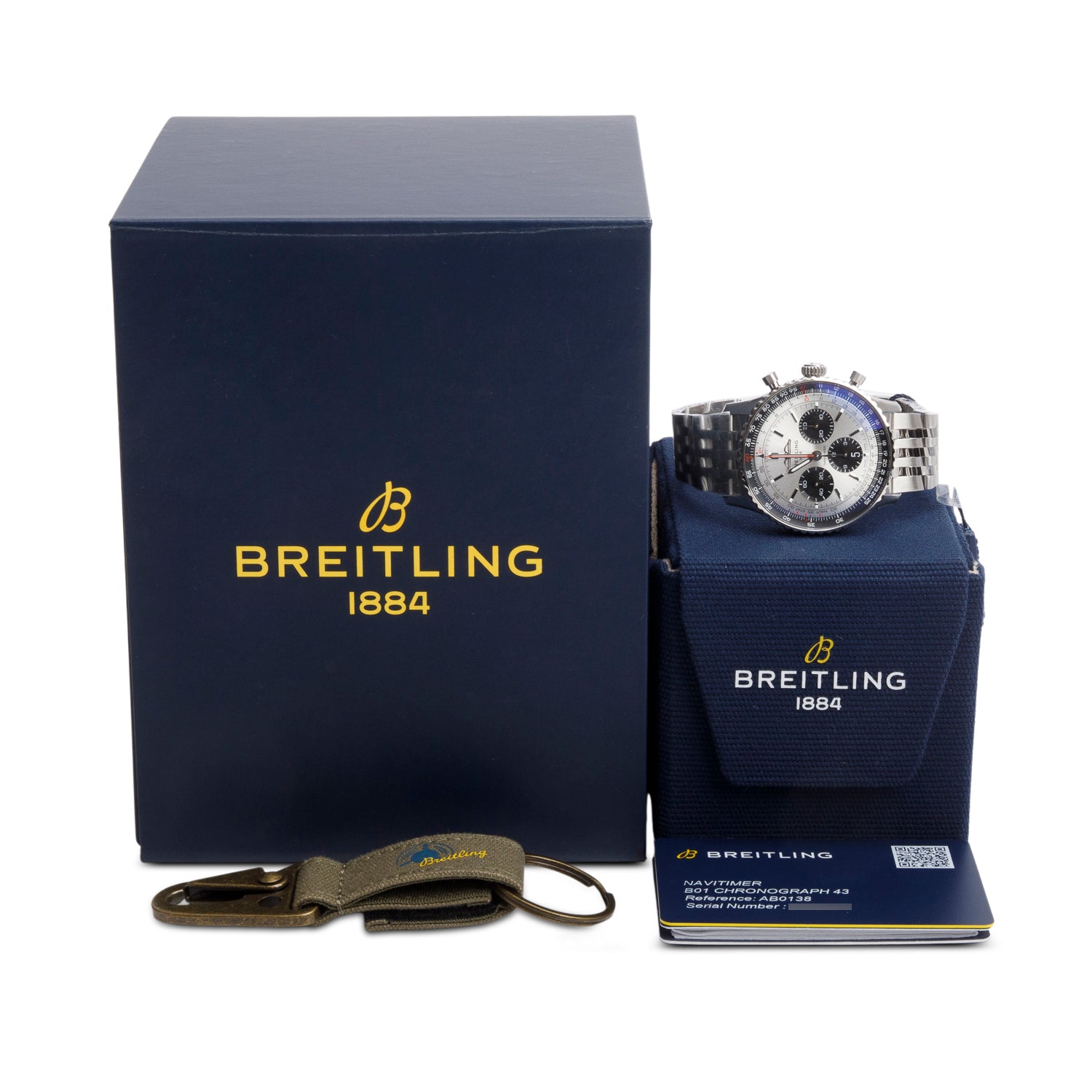 Breitling 2025 Stainless Steel Navitimer B01 43 MM Automatic Chronograph Watch Silver Dial AB0138 w/ Box & Papers
