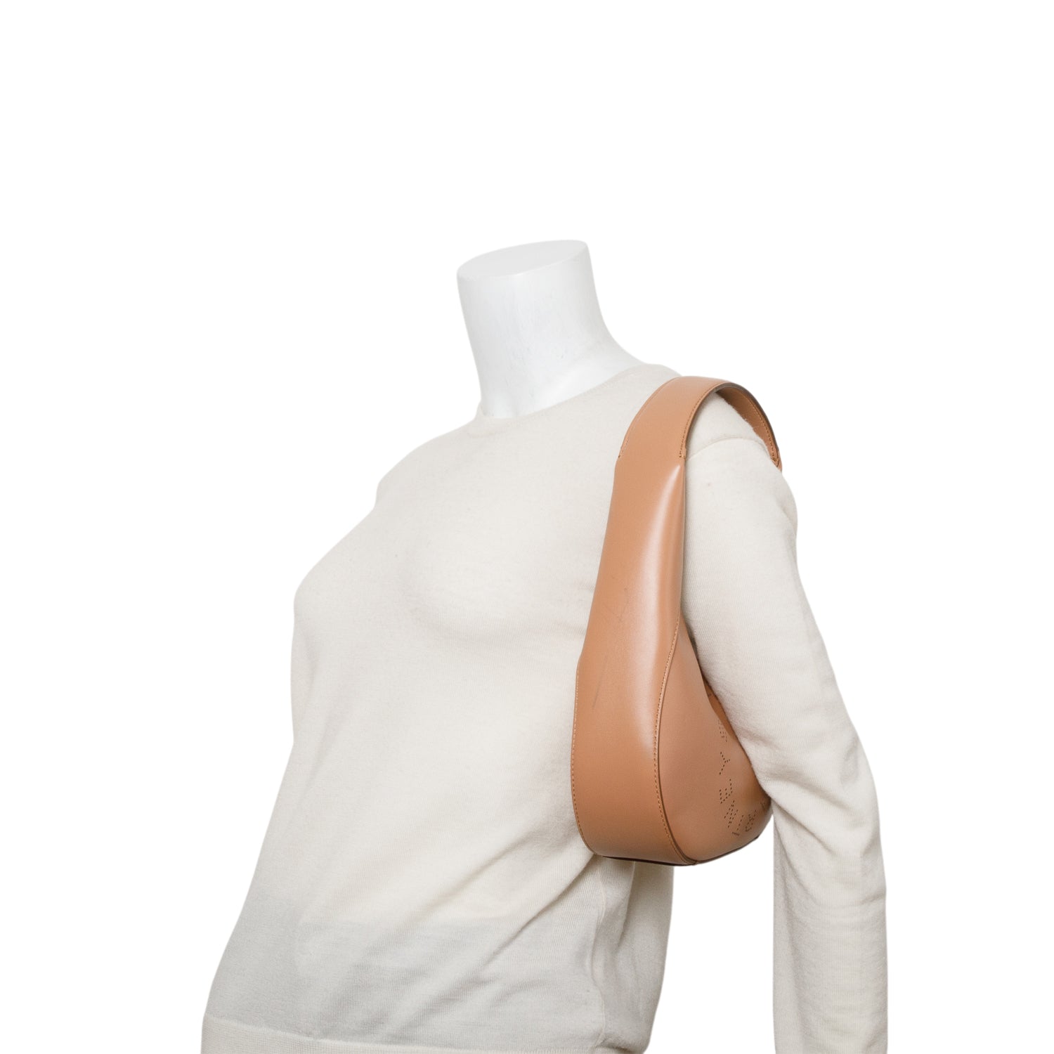 Stella McCartney Brown Perforated Logo Small Hobo Bag