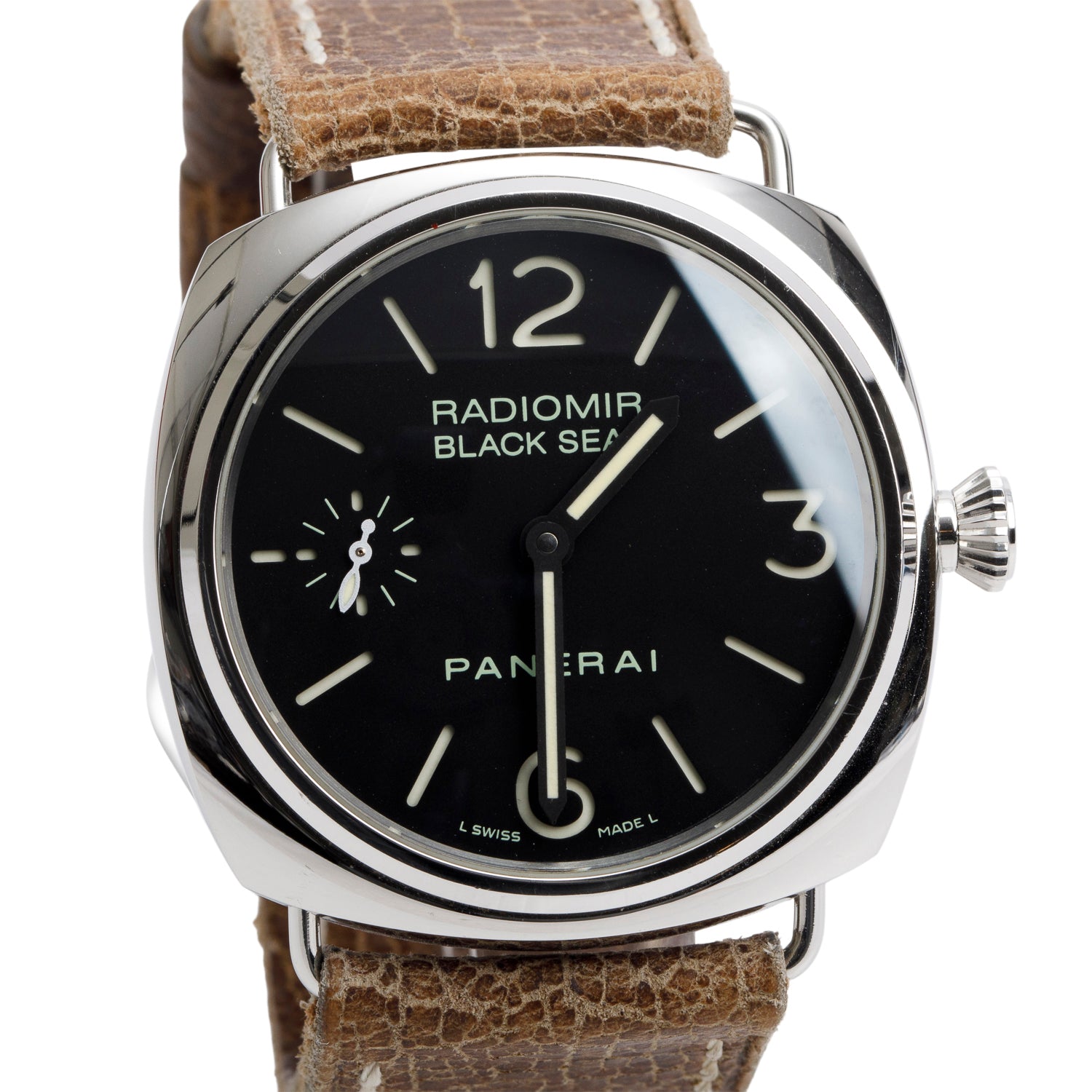 Panerai Limited Edition Stainless Steel Radiomir Black Seal 45 MM Manual Watch Black Dial PAM00183 w/ Box & Papers