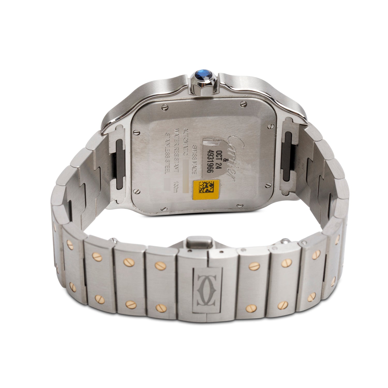 Cartier 2022 Stainless Steel & 18k Yellow Gold Santos de Cartier Automatic Watch, Large Model 4072 w/ Box, Papers & Extra Strap