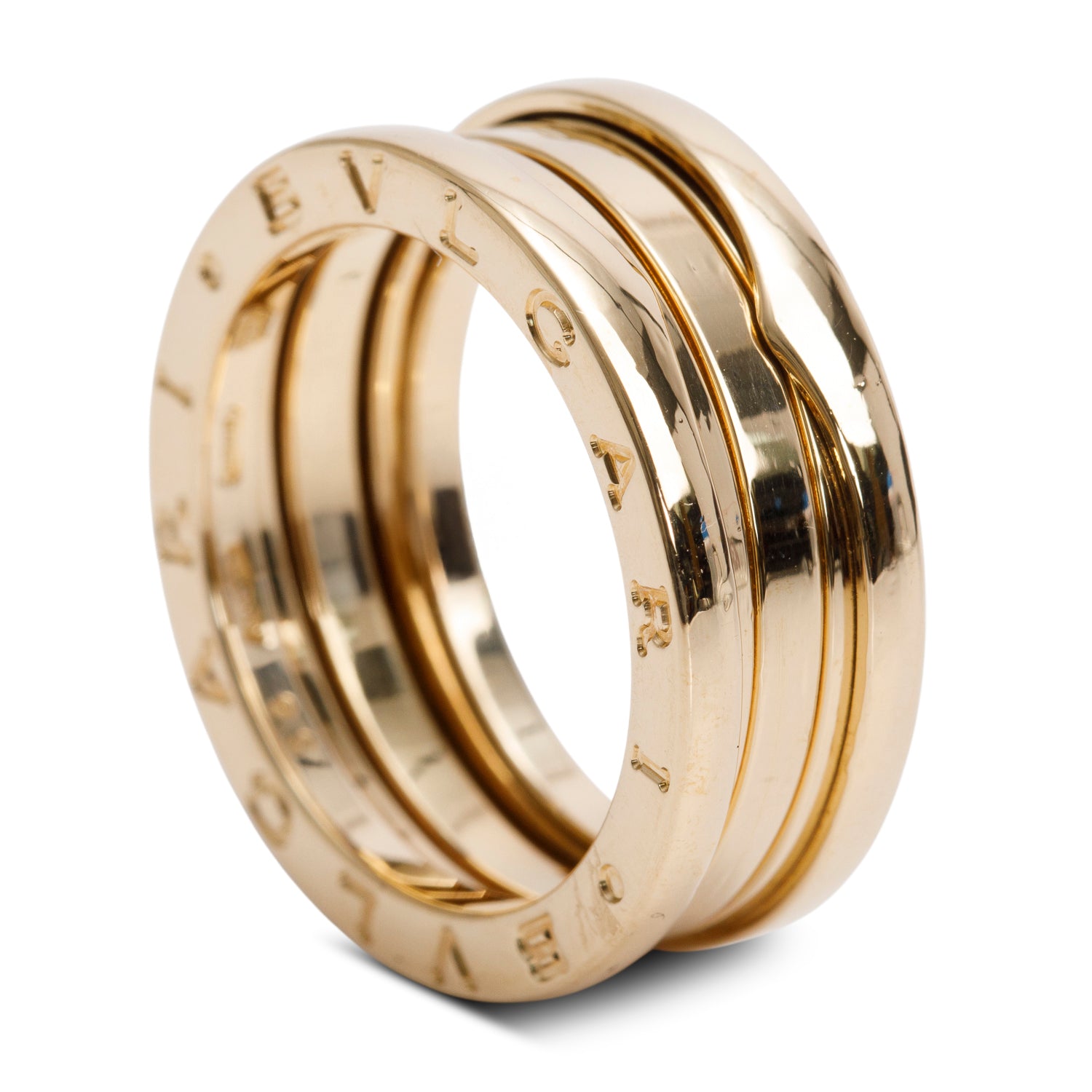 BVLGARI 18k Yellow Gold B.Zero1 3-Band Ring, Size 56 7.75