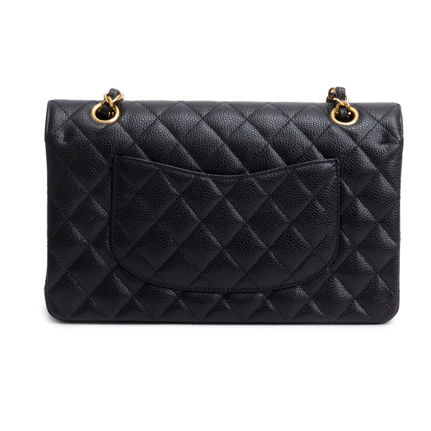 Chanel 2023 Black Quilted Caviar Leather Classic Medium Double Flap Bag w/ Box